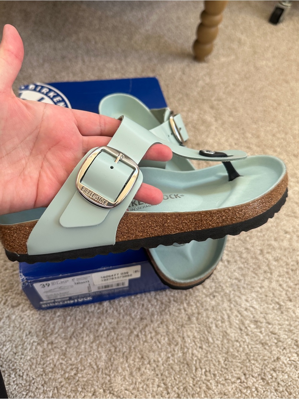 Birkenstock Gizeh Big Buckle High-Shine Surf Green 39 NWT - Picture 3 of 7